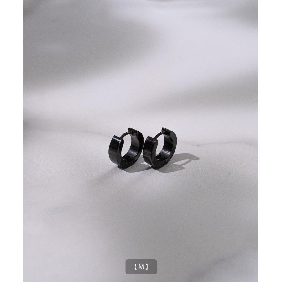 ピアス メンズ レディース リングピアス アクセサリー アメカジ カジュアル スケーター ストリート 韓国ファッション きれいめ ブラック | improves | 04