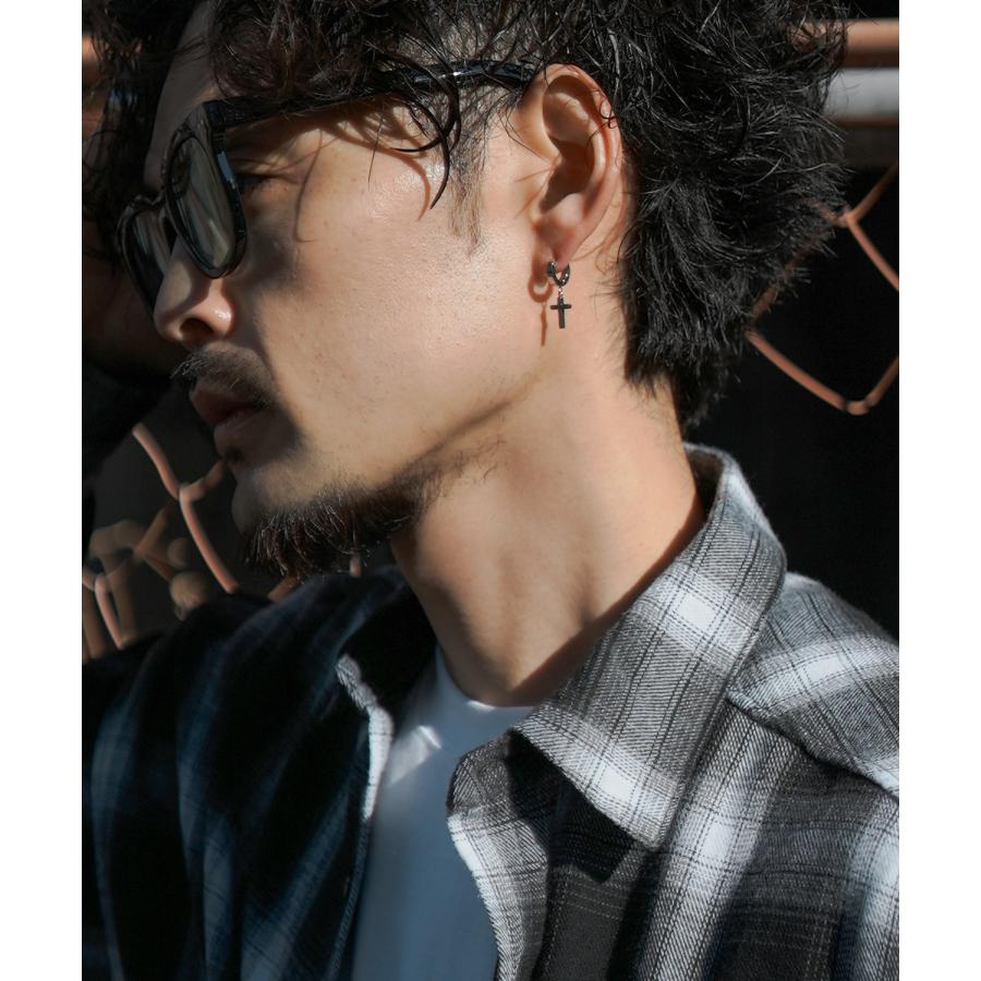 ピアス メンズ レディース クロス リングピアス アクセサリー アメカジ カジュアル スケーター ストリート 韓国ファッション きれいめ シルバー | improves | 02