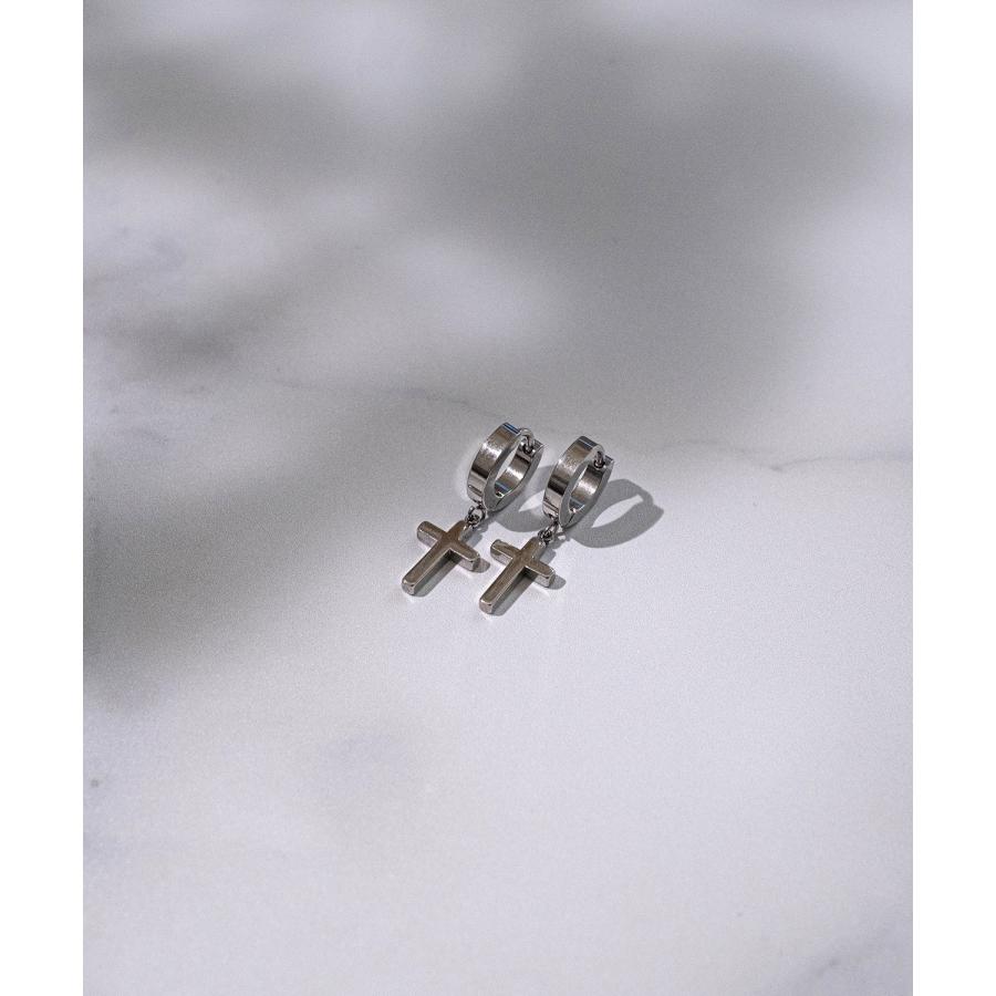 ピアス メンズ レディース クロス リングピアス アクセサリー アメカジ カジュアル スケーター ストリート 韓国ファッション きれいめ シルバー | improves | 03