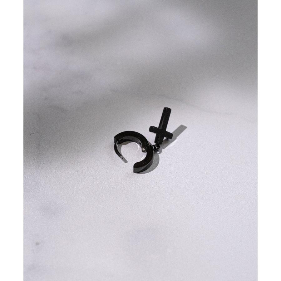 ピアス メンズ レディース クロス リングピアス アクセサリー アメカジ カジュアル スケーター ストリート 韓国ファッション きれいめ ブラック | improves | 04