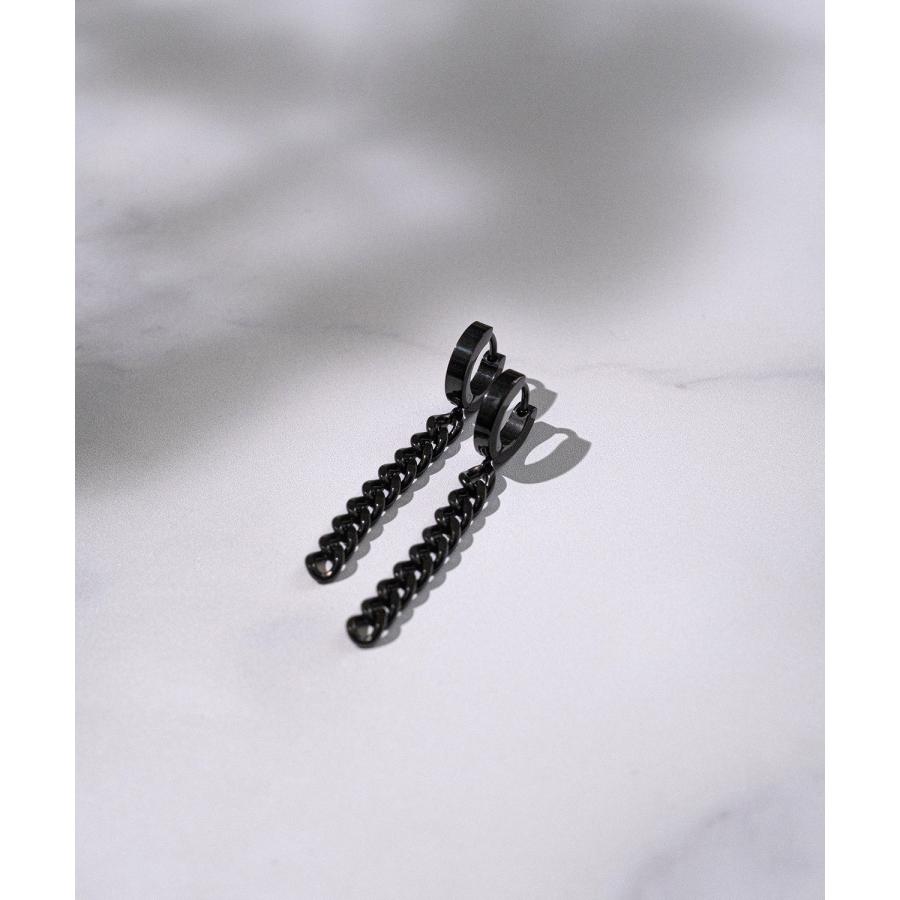 ピアス メンズ レディース チェーン リングピアス アクセサリー アメカジ カジュアル スケーター ストリート 韓国ファッション きれいめ ・ブラック | improves | 03