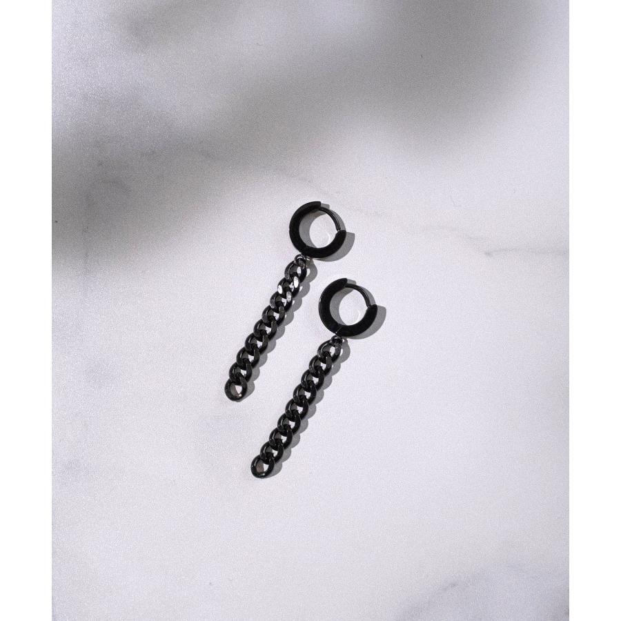 ピアス メンズ レディース チェーン リングピアス アクセサリー アメカジ カジュアル スケーター ストリート 韓国ファッション きれいめ ・ブラック | improves | 04