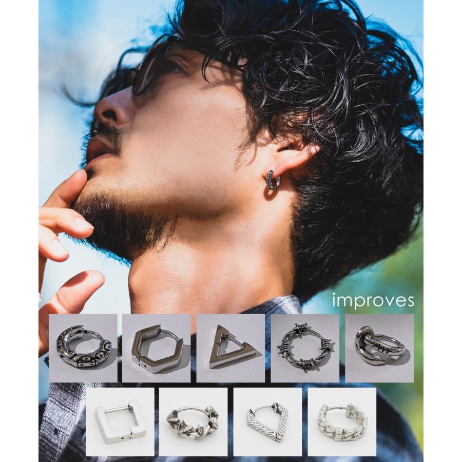 片耳 ピアス メンズ フープピアス アクセサリー アメカジ カジュアル スケーター ストリート 韓国ファッション きれいめ アンティーク シルバー | improves