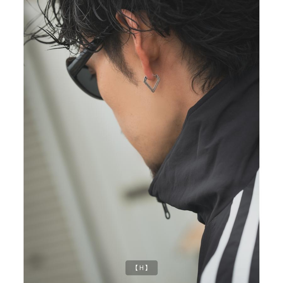 片耳 ピアス メンズ フープピアス アクセサリー アメカジ カジュアル スケーター ストリート 韓国ファッション きれいめ アンティーク シルバー | improves | 24