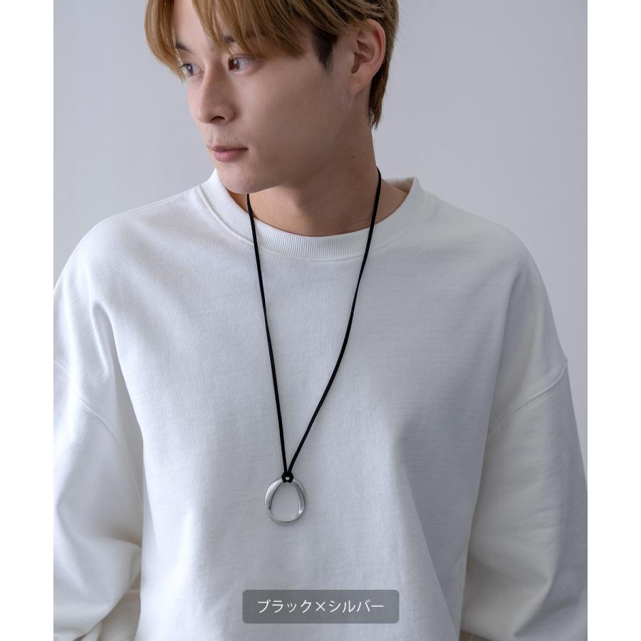 ネックレス メンズ レディース 革紐 リング アメカジ カジュアル スケーター ストリート 韓国ファッション きれいめ モード アンティークシルバー | improves | 03