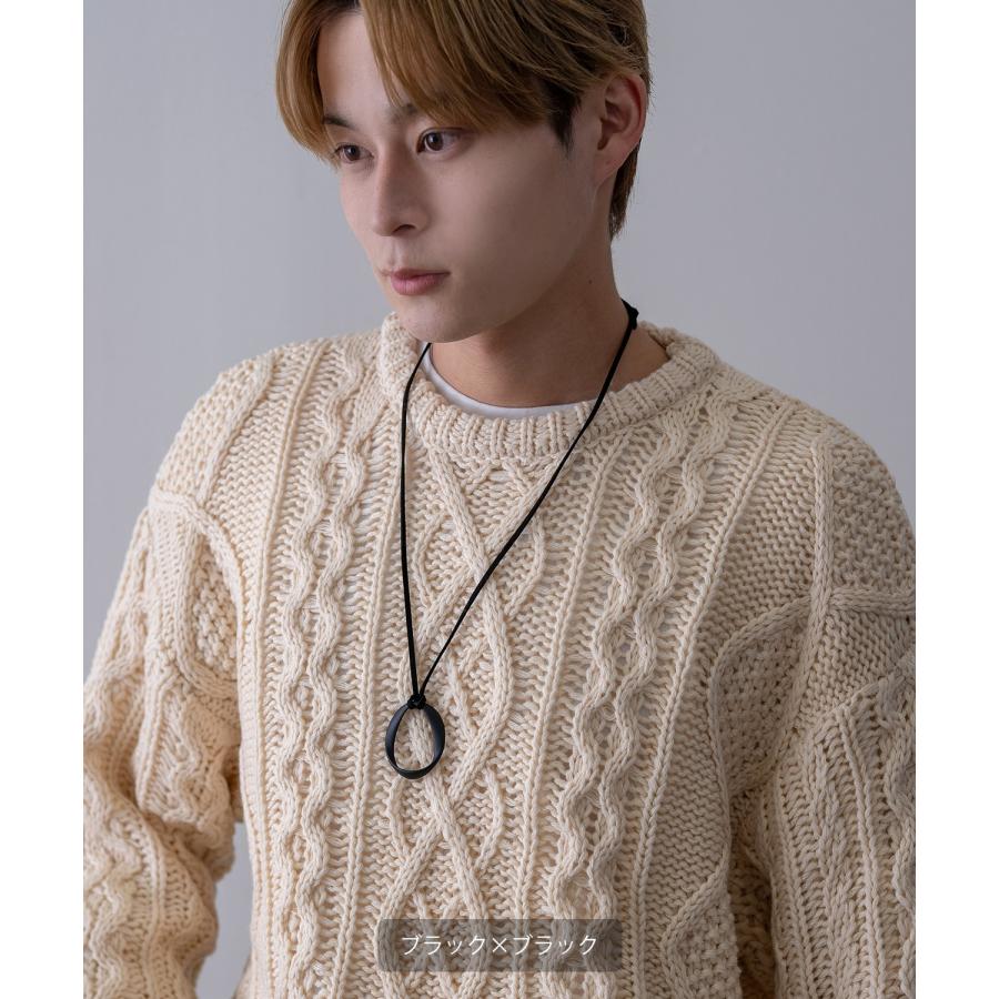 ネックレス メンズ レディース 革紐 リング アメカジ カジュアル スケーター ストリート 韓国ファッション きれいめ モード アンティークシルバー | improves | 06