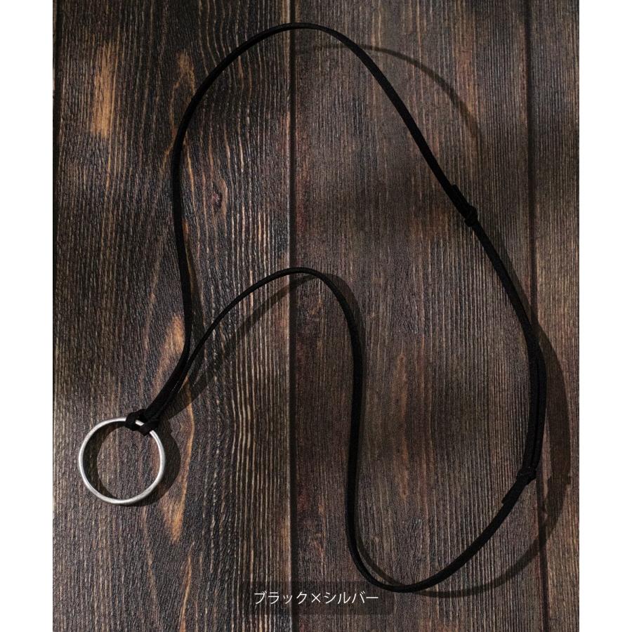 ネックレス メンズ レディース 革紐 リング アメカジ カジュアル スケーター ストリート 韓国ファッション きれいめ モード アンティークシルバー | improves | 04