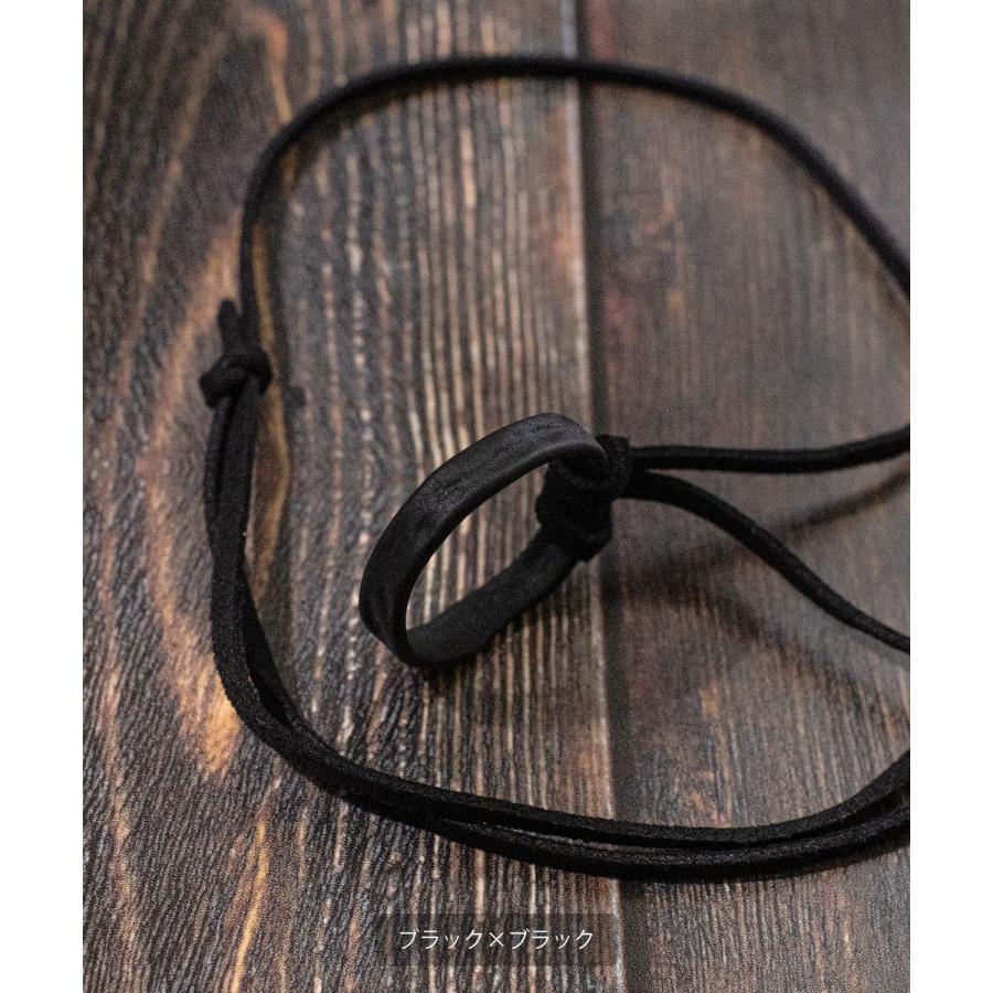 ネックレス メンズ レディース 革紐 リング アメカジ カジュアル スケーター ストリート 韓国ファッション きれいめ モード アンティークシルバー | improves | 06