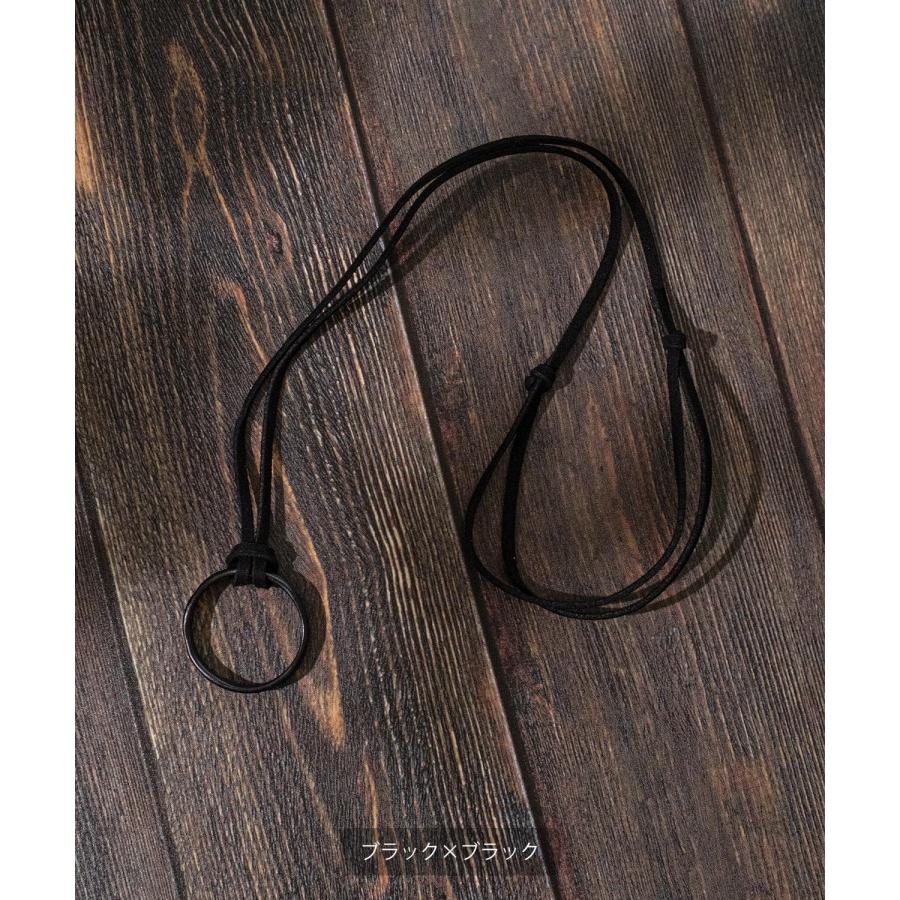ネックレス メンズ レディース 革紐 リング アメカジ カジュアル スケーター ストリート 韓国ファッション きれいめ モード アンティークシルバー | improves | 07