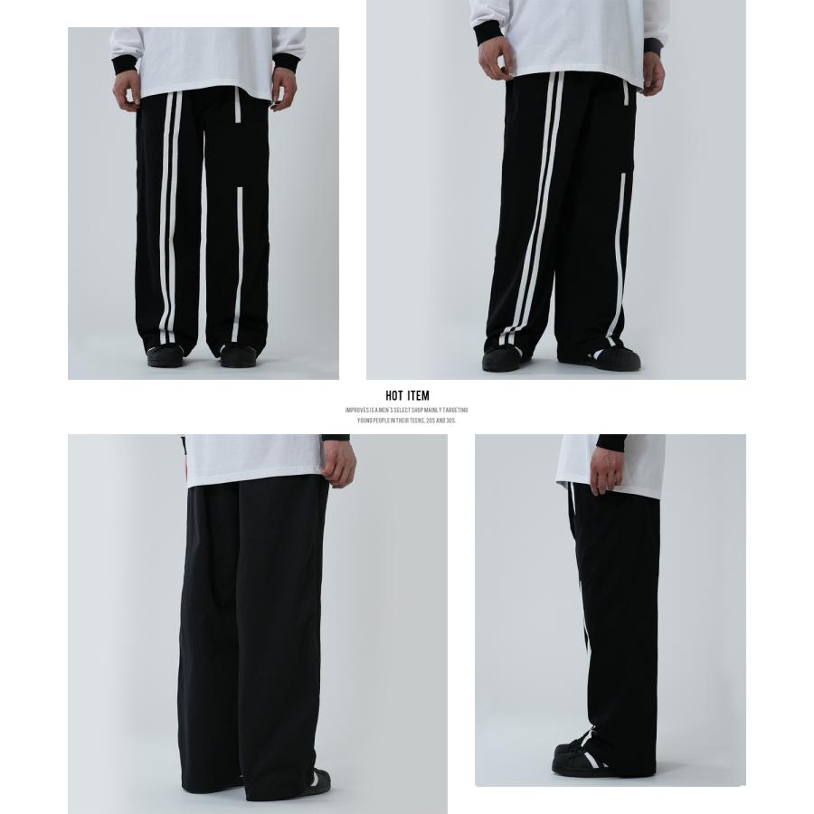 トラックパンツ メンズ 二本ライン ワイドパンツ ストレート イージーパンツ スケーター ストリート アメカジ カジュアル 韓国ファッション 古着MIX スケーター | improves | 13