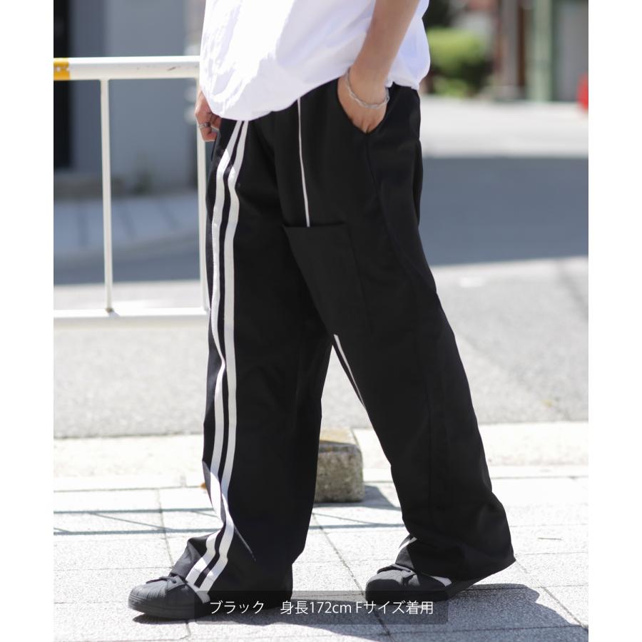 トラックパンツ メンズ 二本ライン ワイドパンツ ストレート イージーパンツ スケーター ストリート アメカジ カジュアル 韓国ファッション 古着MIX スケーター | improves | 08