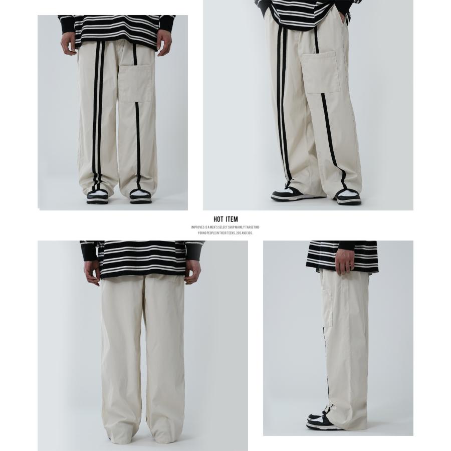 トラックパンツ メンズ 二本ライン ワイドパンツ ストレート イージーパンツ スケーター ストリート アメカジ カジュアル 韓国ファッション 古着MIX スケーター | improves | 12