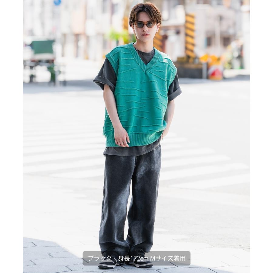 improves デニムパンツ メンズ ウォッシュ ワイドパンツ