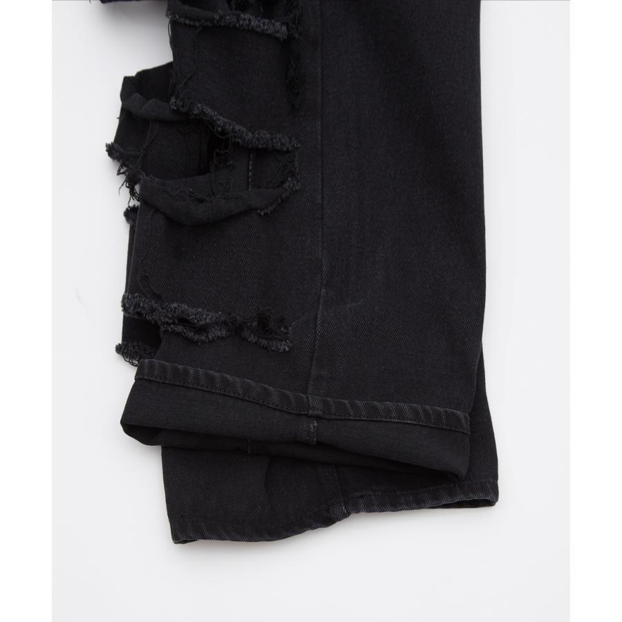 デニムパンツ メンズ クラッシュ ダメージ加工 ワイドパンツ ストレート ジーンズ ストリート アメカジ カジュアル 韓国ファッション スケーター 古着MIX | improves | 15