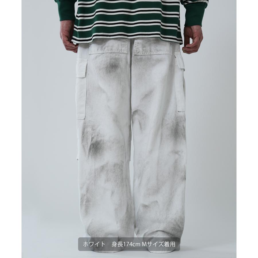 カーゴパンツ メンズ スプレー加工 ワイドパンツ ストレート ヴィンテージ ストリート アメカジ カジュアル 韓国ファッション スケーター 古着 | improves | 04