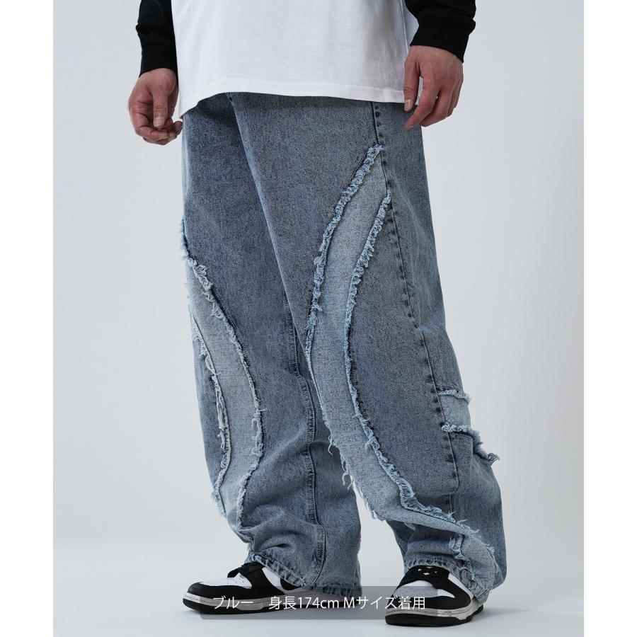 デニムパンツ メンズ フリンジデザイン ジーンズ ワイドパンツ ヴィンテージ ストリート アメカジ カジュアル 韓国ファッション スケーター 古着 | improves | 12