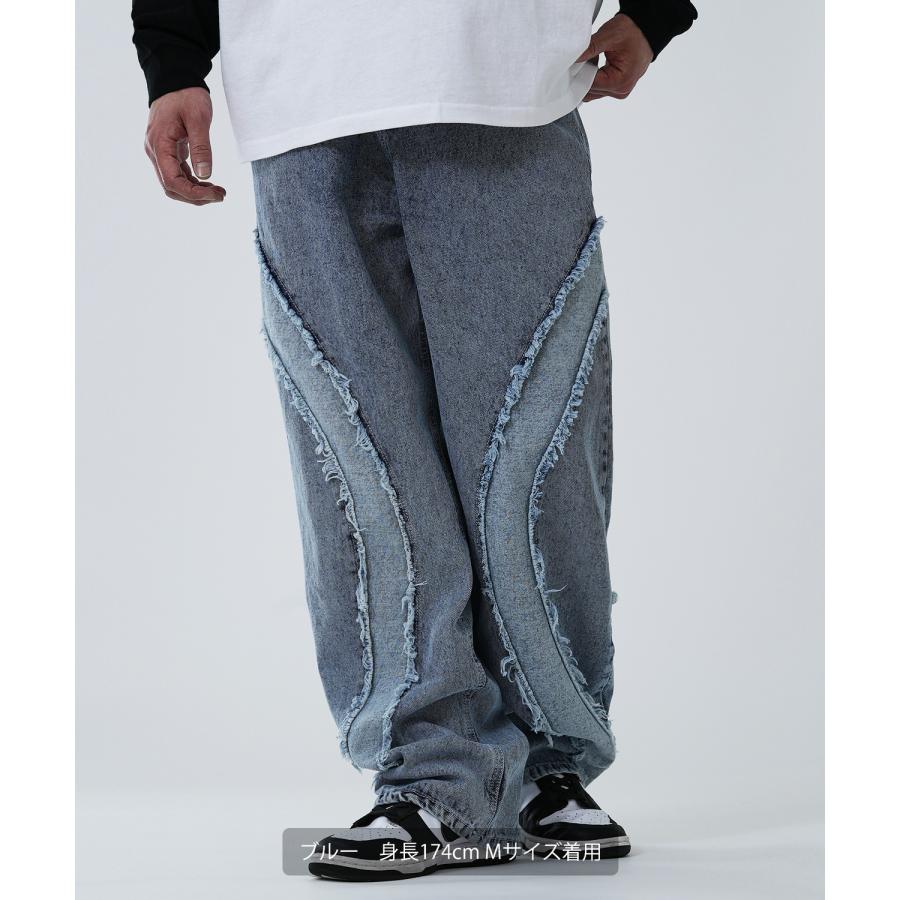 デニムパンツ メンズ フリンジデザイン ジーンズ ワイドパンツ ヴィンテージ ストリート アメカジ カジュアル 韓国ファッション スケーター 古着 | improves | 13