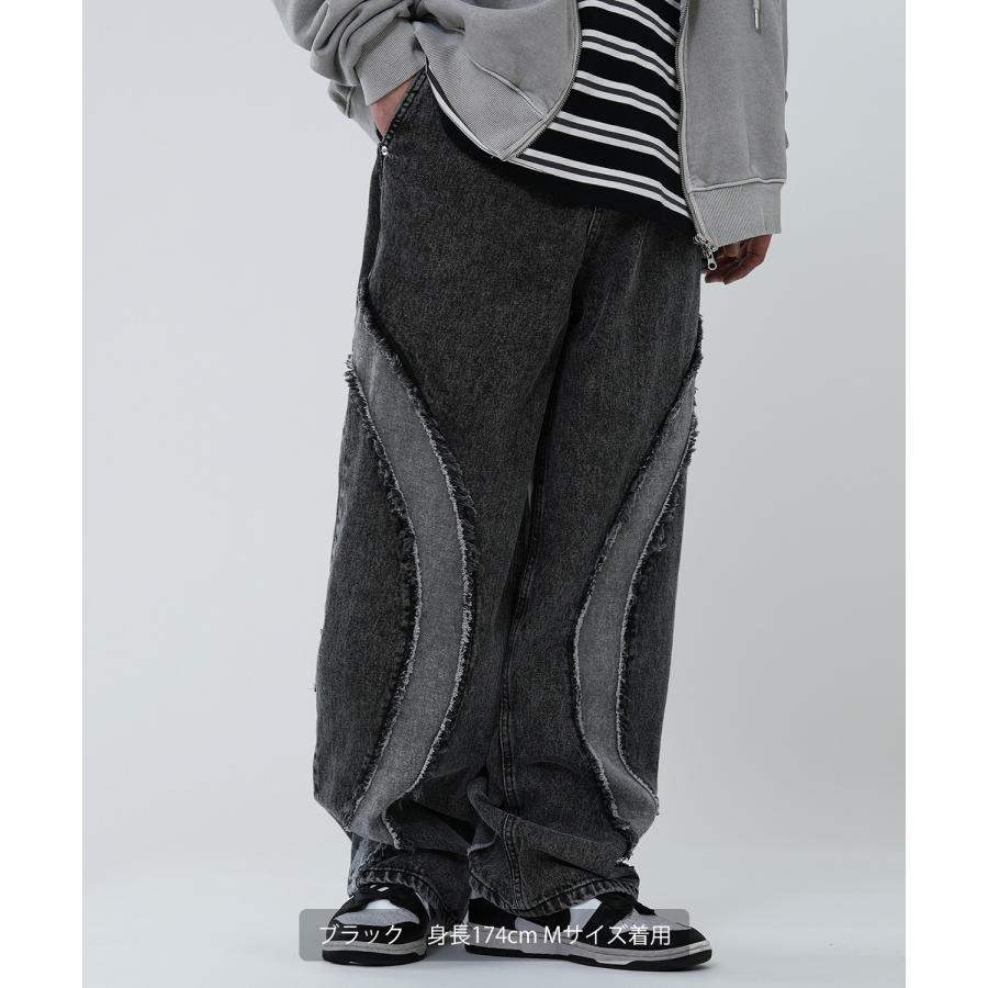 デニムパンツ メンズ フリンジデザイン ジーンズ ワイドパンツ ヴィンテージ ストリート アメカジ カジュアル 韓国ファッション スケーター 古着 | improves | 17