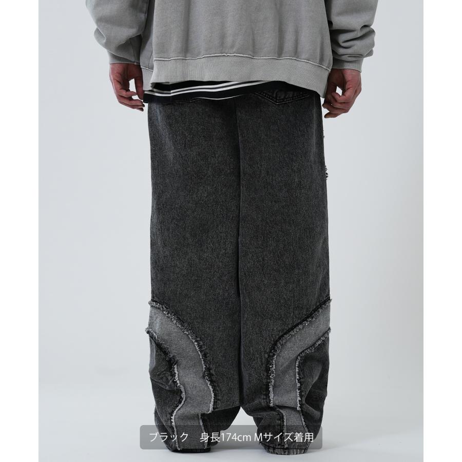 デニムパンツ メンズ フリンジデザイン ジーンズ ワイドパンツ ヴィンテージ ストリート アメカジ カジュアル 韓国ファッション スケーター 古着 | improves | 19