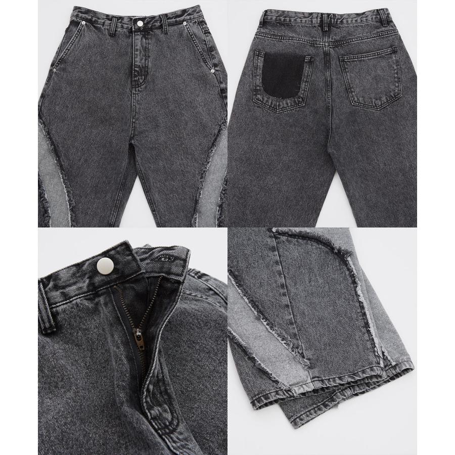 デニムパンツ メンズ フリンジデザイン ジーンズ ワイドパンツ ヴィンテージ ストリート アメカジ カジュアル 韓国ファッション スケーター 古着 | improves | 20