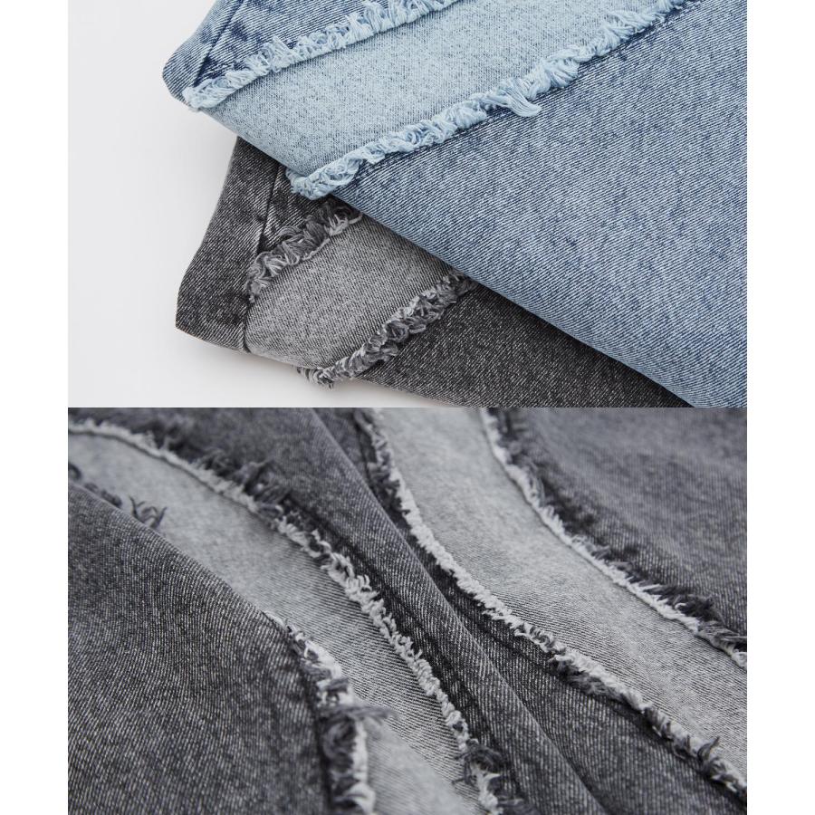 デニムパンツ メンズ フリンジデザイン ジーンズ ワイドパンツ ヴィンテージ ストリート アメカジ カジュアル 韓国ファッション スケーター 古着 | improves | 21