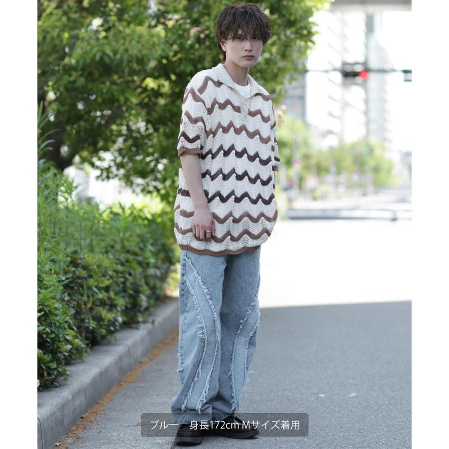 デニムパンツ メンズ フリンジデザイン ジーンズ ワイドパンツ ヴィンテージ ストリート アメカジ カジュアル 韓国ファッション スケーター 古着 | improves | 07