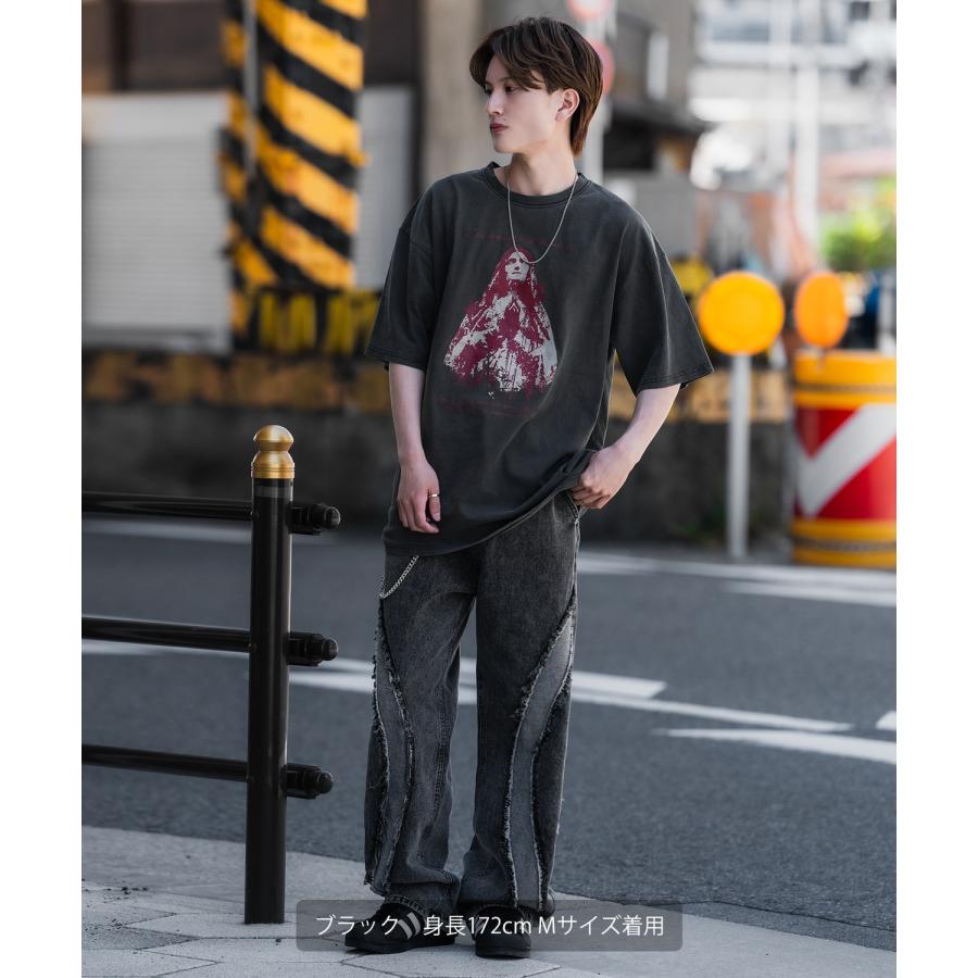 デニムパンツ メンズ フリンジデザイン ジーンズ ワイドパンツ ヴィンテージ ストリート アメカジ カジュアル 韓国ファッション スケーター 古着 | improves | 11