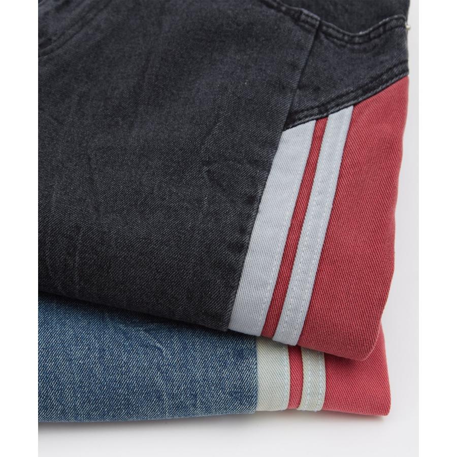 デニムパンツ メンズ サイドラインデザイン ジーンズ ワイドパンツ ヴィンテージ ストリート アメカジ カジュアル 韓国ファッション スケーター 古着MIX | improves | 16