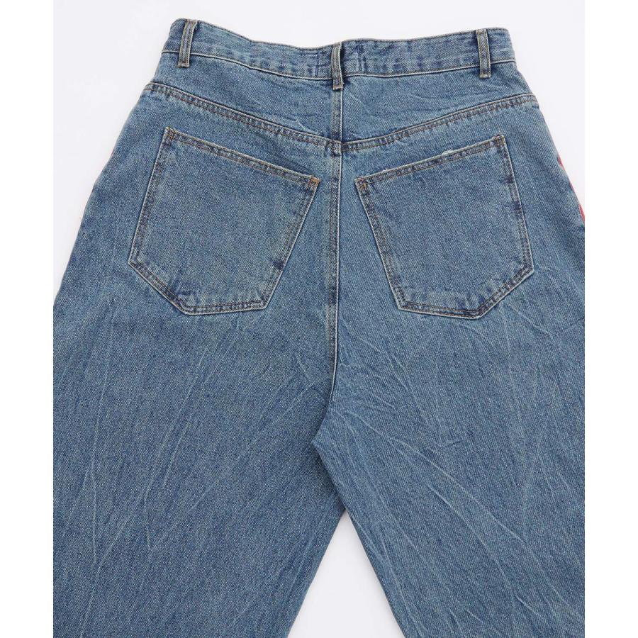 デニムパンツ メンズ サイドラインデザイン ジーンズ ワイドパンツ ヴィンテージ ストリート アメカジ カジュアル 韓国ファッション スケーター 古着MIX | improves | 18