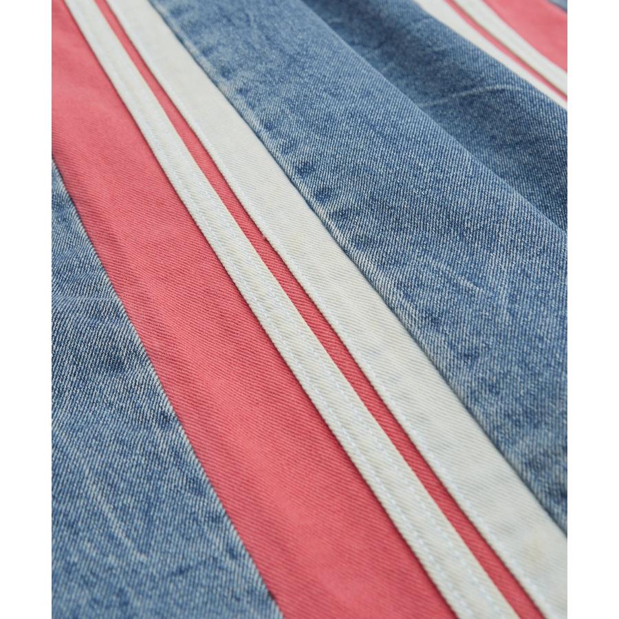 デニムパンツ メンズ サイドラインデザイン ジーンズ ワイドパンツ ヴィンテージ ストリート アメカジ カジュアル 韓国ファッション スケーター 古着MIX | improves | 21