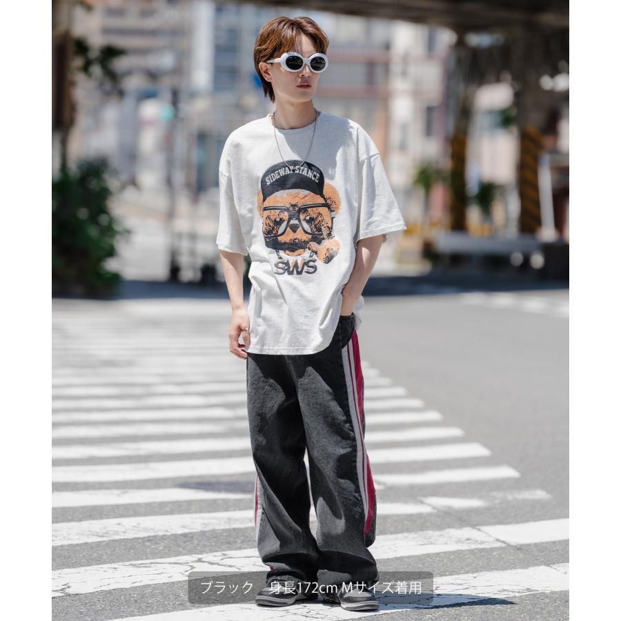 メンズ サイドライン デニム ワイド ストレート 韓国 カジュアル improves デニムパンツ メンズ サイドラインデザイン ジーンズ