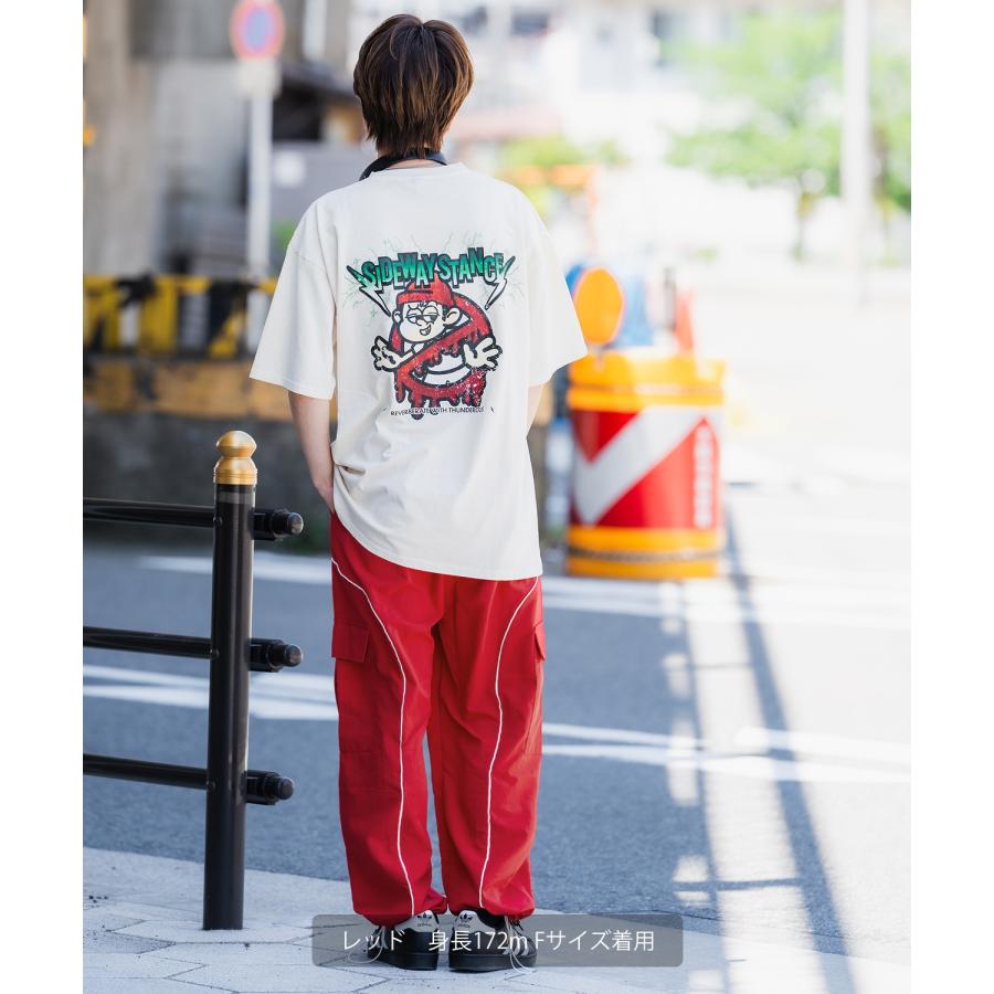 カーゴパンツ メンズ ナイロン ワイドパンツ パイピング トラックパンツ カラーパンツ ストリート アメカジ カジュアル 韓国ファッション スケーター 古着 | improves | 14