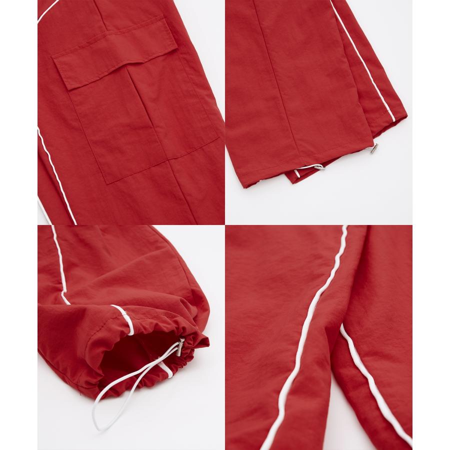 カーゴパンツ メンズ ナイロン ワイドパンツ パイピング トラックパンツ カラーパンツ ストリート アメカジ カジュアル 韓国ファッション スケーター 古着 | improves | 21