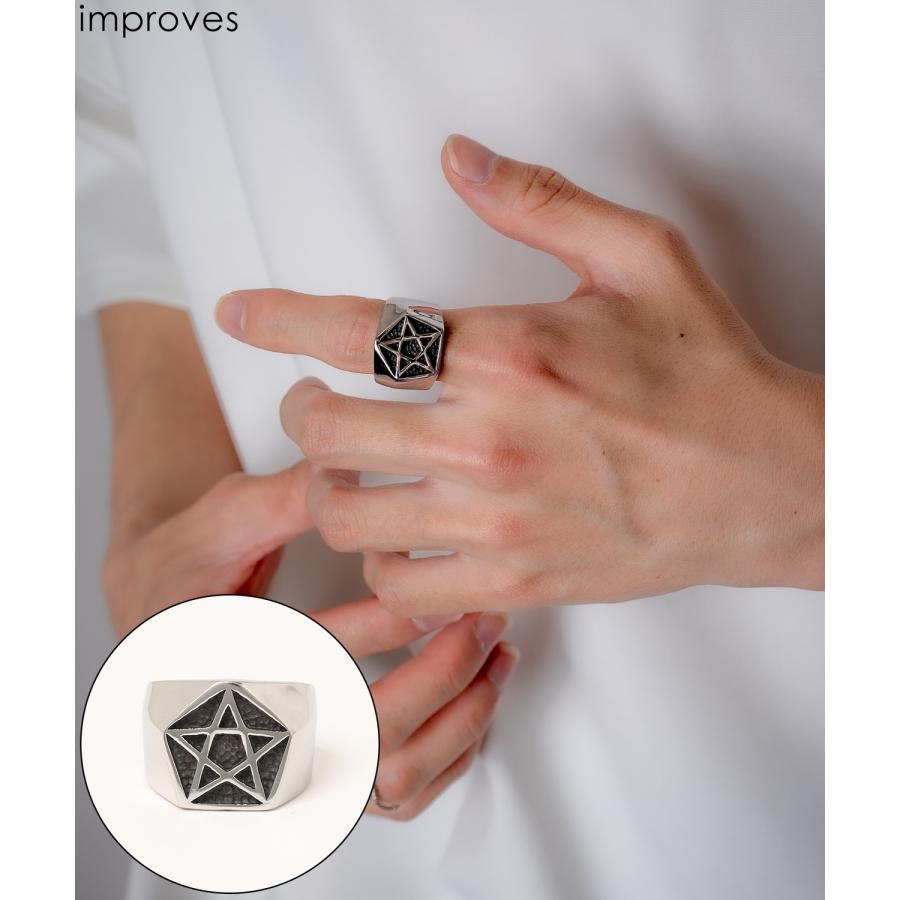 リング メンズ レディース 指輪 ワイドリング 大きい指輪 セレクト アメカジ カジュアル 古着MIX スケーター ストリート 韓国ファッション ブラック | improves