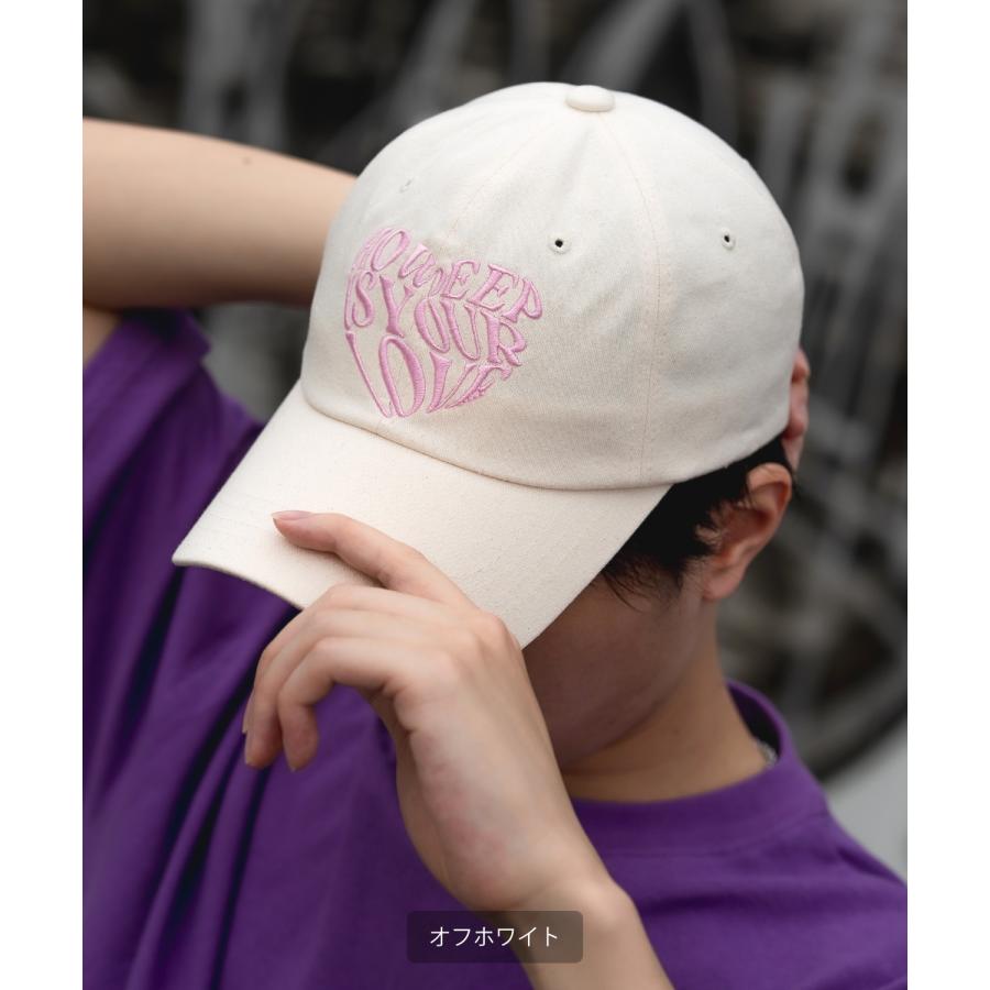 キャップ メンズ ハートロゴ 刺しゅう 帽子 セレクト アメカジ カジュアル 古着MIX スケーター ストリート 韓国ファッション ブラック オフホワイト ラベンダー | improves | 04