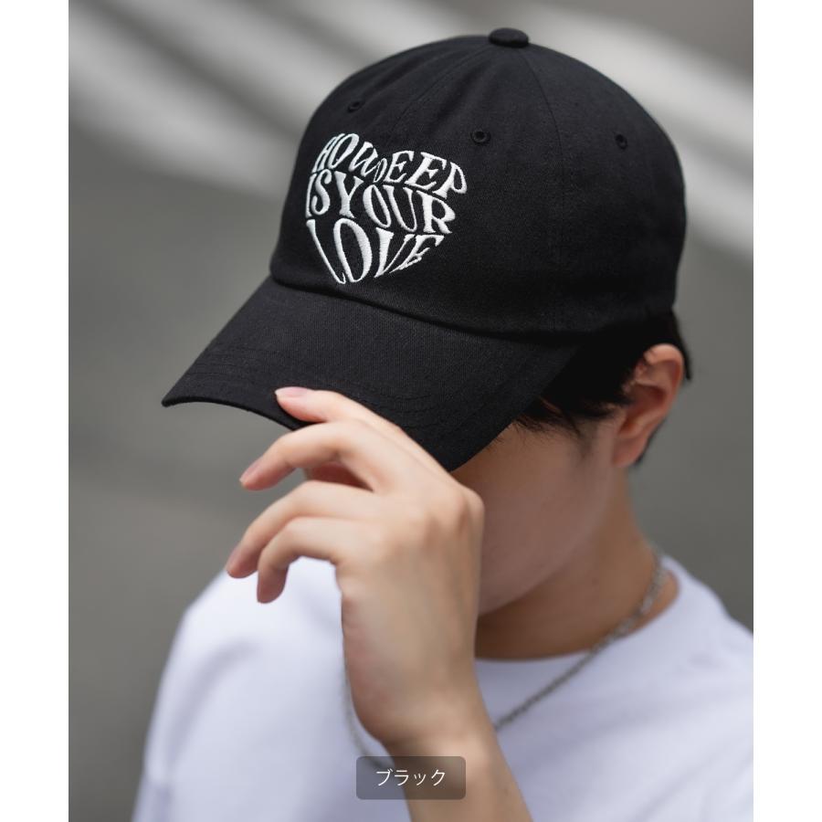 キャップ メンズ ハートロゴ 刺しゅう 帽子 セレクト アメカジ カジュアル 古着MIX スケーター ストリート 韓国ファッション ブラック オフホワイト ラベンダー | improves | 05