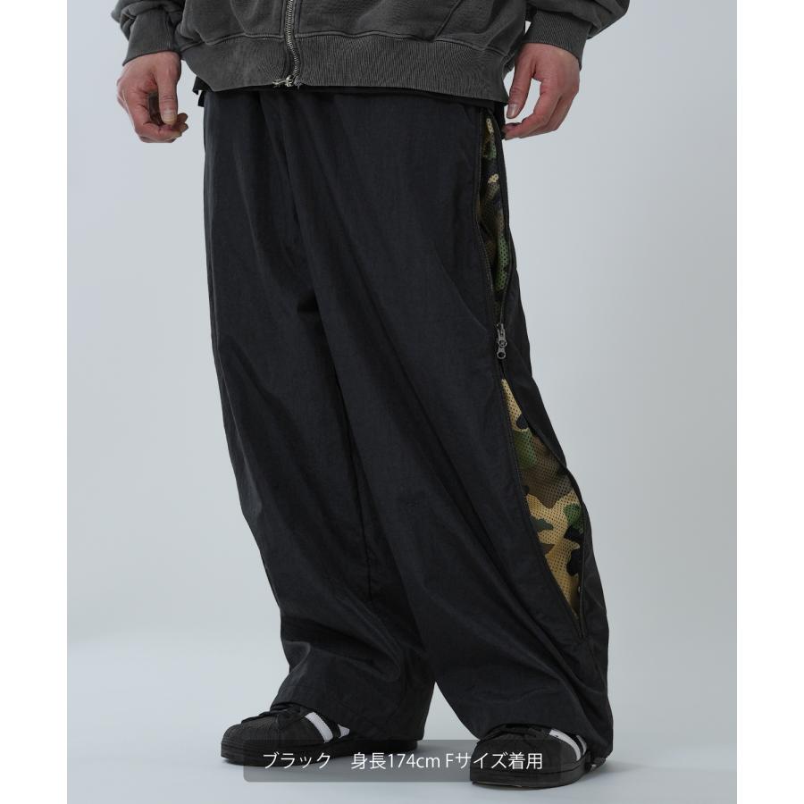 ワイドパンツ メンズ サイドジップ 迷彩 カモフラ柄 デザインパンツ イージーパンツ ストリート アメカジ カジュアル 韓国 スケーター | improves | 12