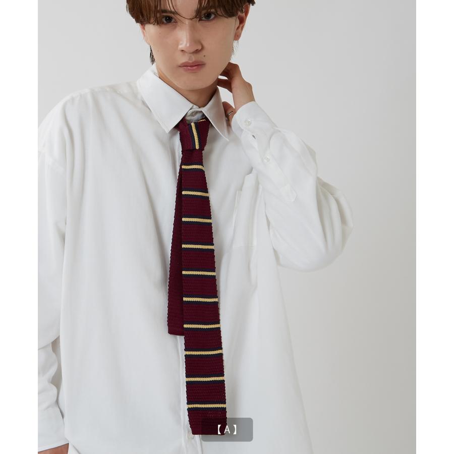 ネクタイ メンズ ボーダー スクエアタイ スクエアエンド シンプル きれいめ ビジネス ベーシック トラッド セレクト カジュアル 古着MIX 韓国ファッション | improves | 06