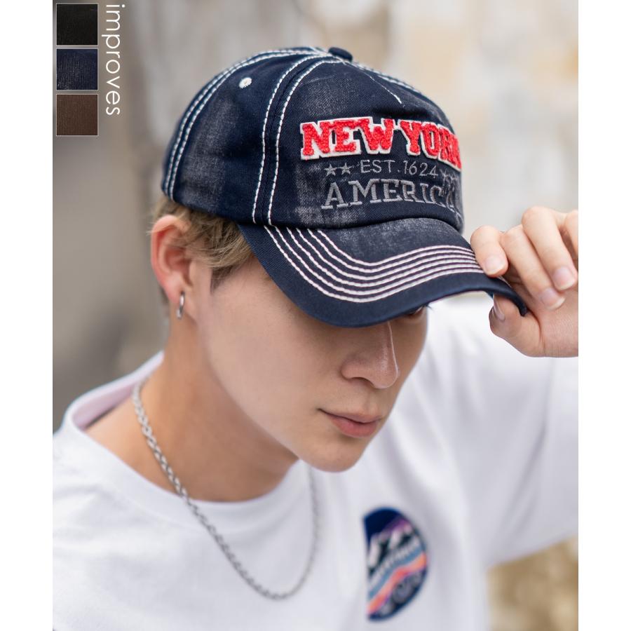 キャップ メンズ ヴィンテージ加工 ベースボールキャップ 帽子 大人カジュアル アメカジ カジュアル ストリート 古着MIX 韓国ファッション | improves