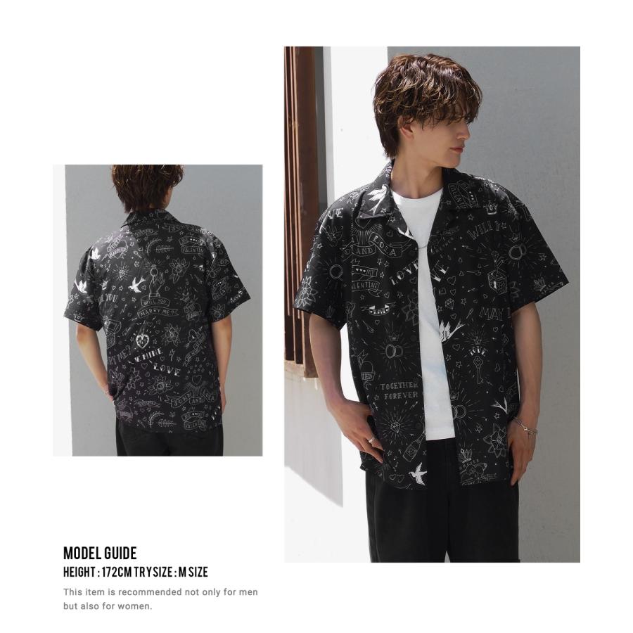 半袖シャツ メンズ 総柄 ペイズリー レオパード チェッカーフラッグ オープンカラーシャツ 開襟シャツ 大きめ カジュアル スケーター ストリート 古着MIX 韓国 | improves | 20