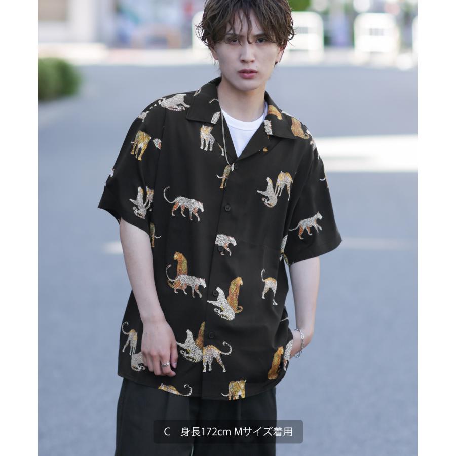 半袖シャツ メンズ 総柄 ペイズリー レオパード チェッカーフラッグ オープンカラーシャツ 開襟シャツ 大きめ カジュアル スケーター ストリート 古着MIX 韓国 | improves | 13
