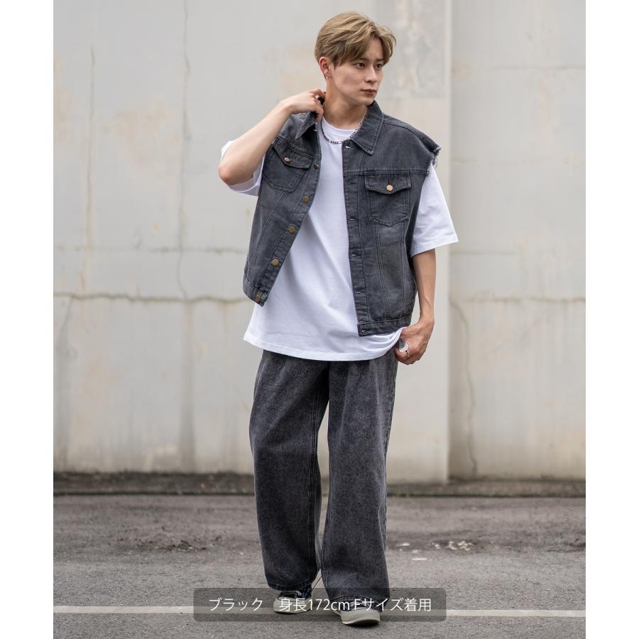 improves ベスト メンズ ウォッシュ デニムベスト Gジャン 大きめ