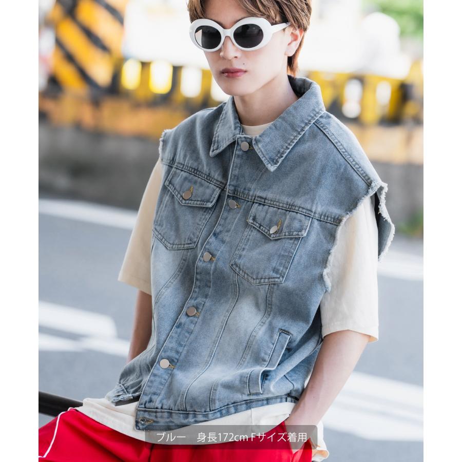 improves ベスト メンズ ウォッシュ デニムベスト Gジャン 大きめ