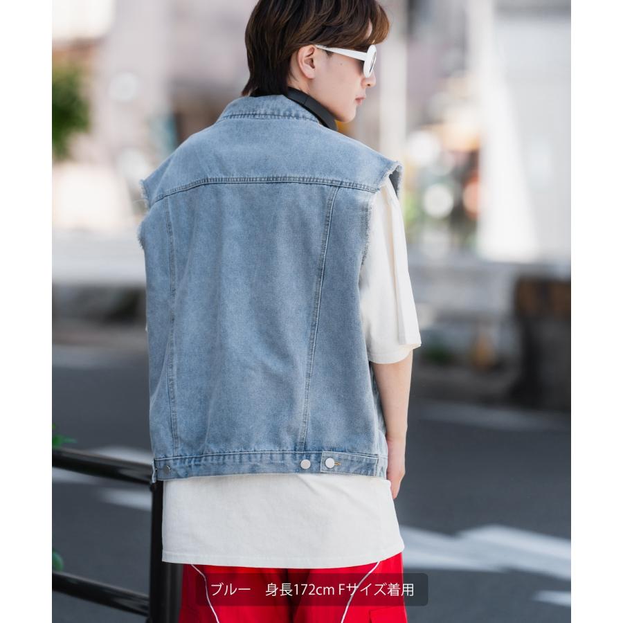 improves ベスト メンズ ウォッシュ デニムベスト Gジャン 大きめ