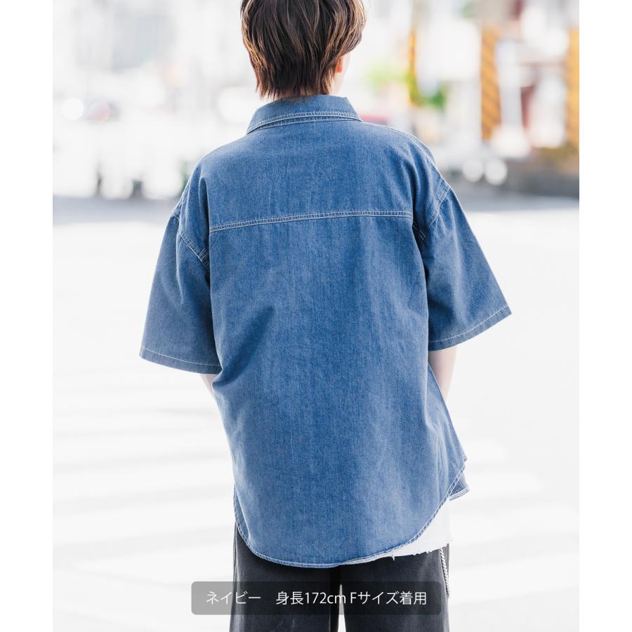 improves 半袖シャツ メンズ ウォッシュ デニムシャツ
