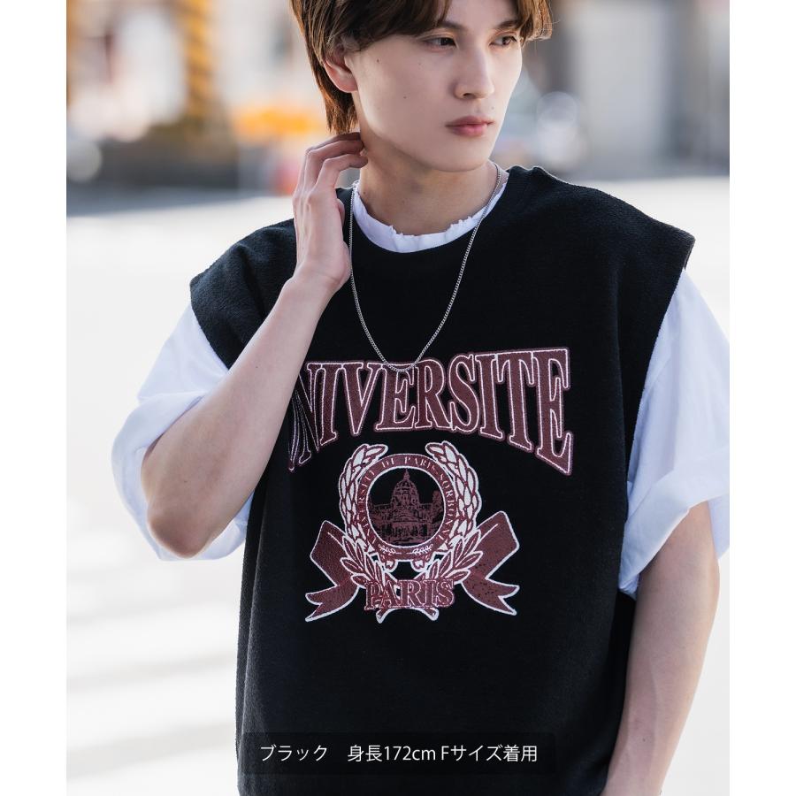 半袖Tシャツ メンズ カレッジ プリント ライン クルーネック セットアップ カットソー 大きめ アメカジ カジュアル スケーター ストリート 古着MIX 韓国 | improves | 06