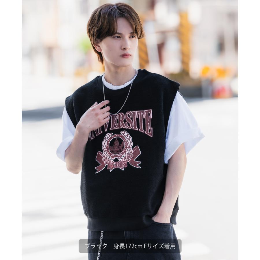 半袖Tシャツ メンズ カレッジ プリント ライン クルーネック セットアップ カットソー 大きめ アメカジ カジュアル スケーター ストリート 古着MIX 韓国 | improves | 07