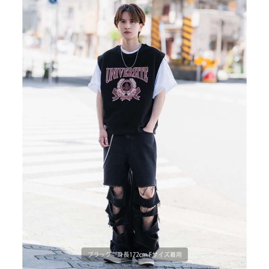 半袖Tシャツ メンズ カレッジ プリント ライン クルーネック セットアップ カットソー 大きめ アメカジ カジュアル スケーター ストリート 古着MIX 韓国 | improves | 09