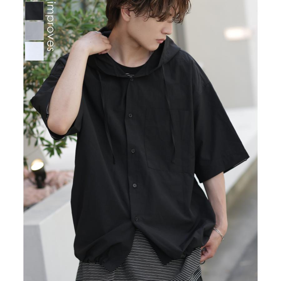 improves 半袖シャツ メンズ フードシャツ フーディー ライトアウター