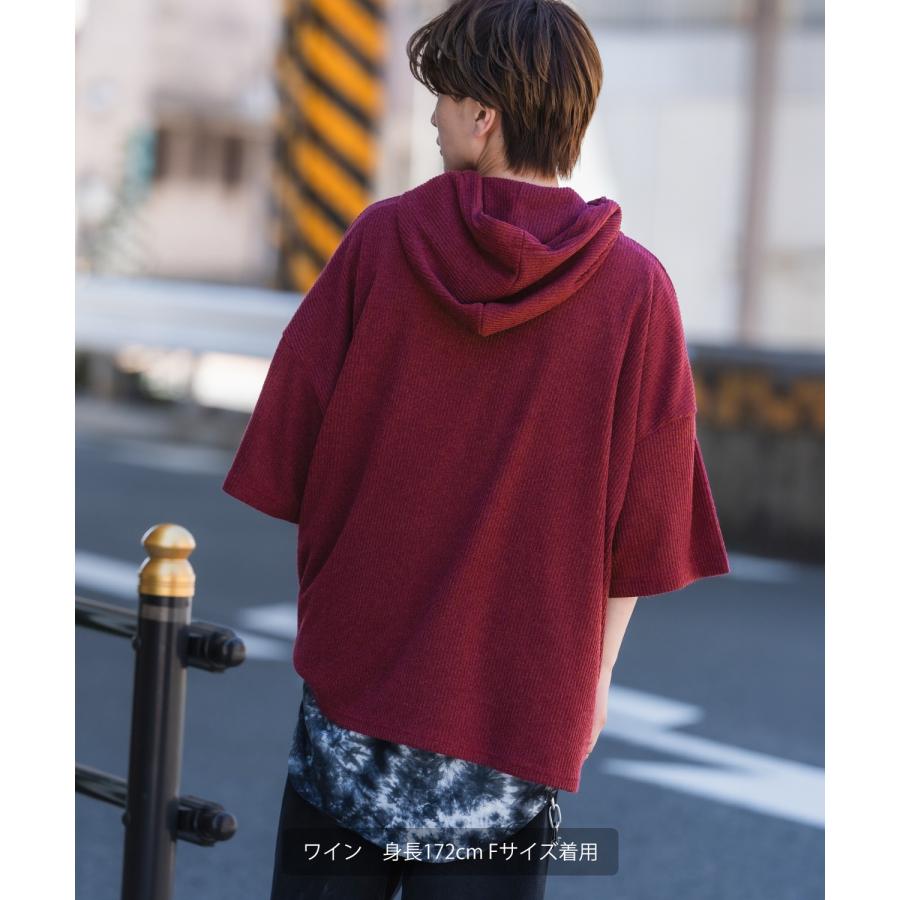 パーカー メンズ 半袖 プリント フーディー テレコ ニット 大きめ アメカジ カジュアル スケーター ストリート 古着MIX 韓国 | improves | 13